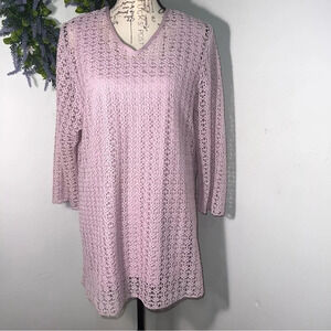 Penny C.,18,S. Africa crochet overlay contrasting tank, 3/4 sleeves violet tunic